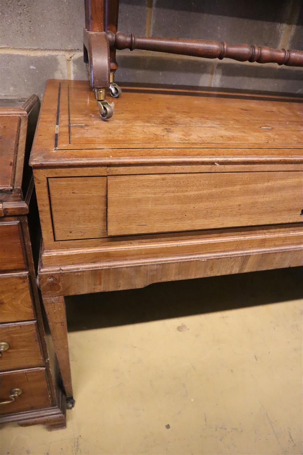 Longman and Broderip, London. A George III inlaid mahogany square piano, width 156cm, depth 56cm, height 84cm